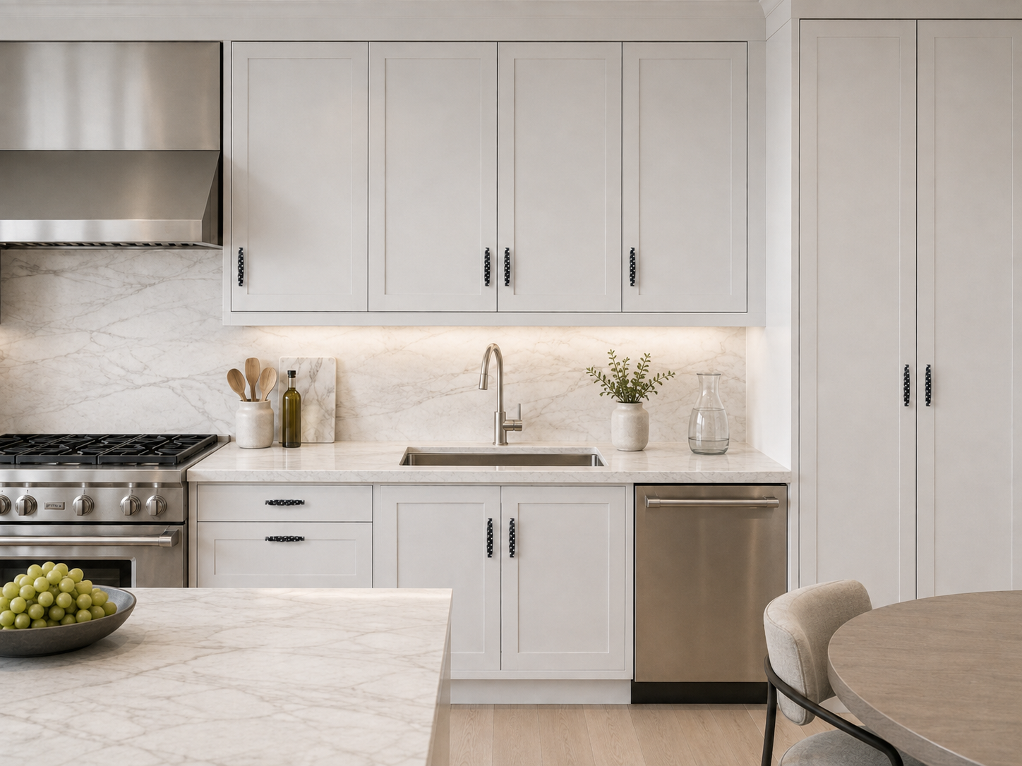 VOLDT Dune pulls on kitchen cabinetry